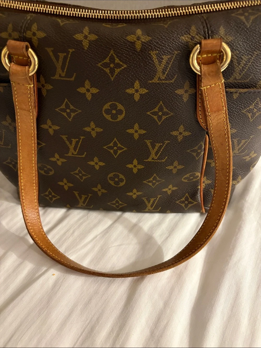 Authentic Louis Vuitton Monogram TotallyPM Canvas Shoulder Tote in Brown and Tan